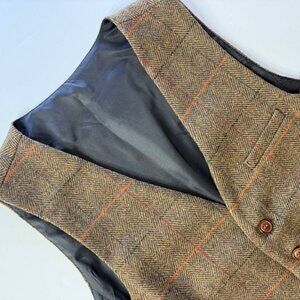 Voboom Men's Vest Wool Blend Small Herringbone